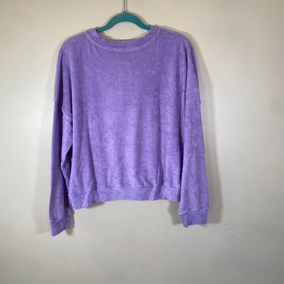 NWT Donni Purple Henley Terry Cloth Sweatshirt - Picture 6 of 7